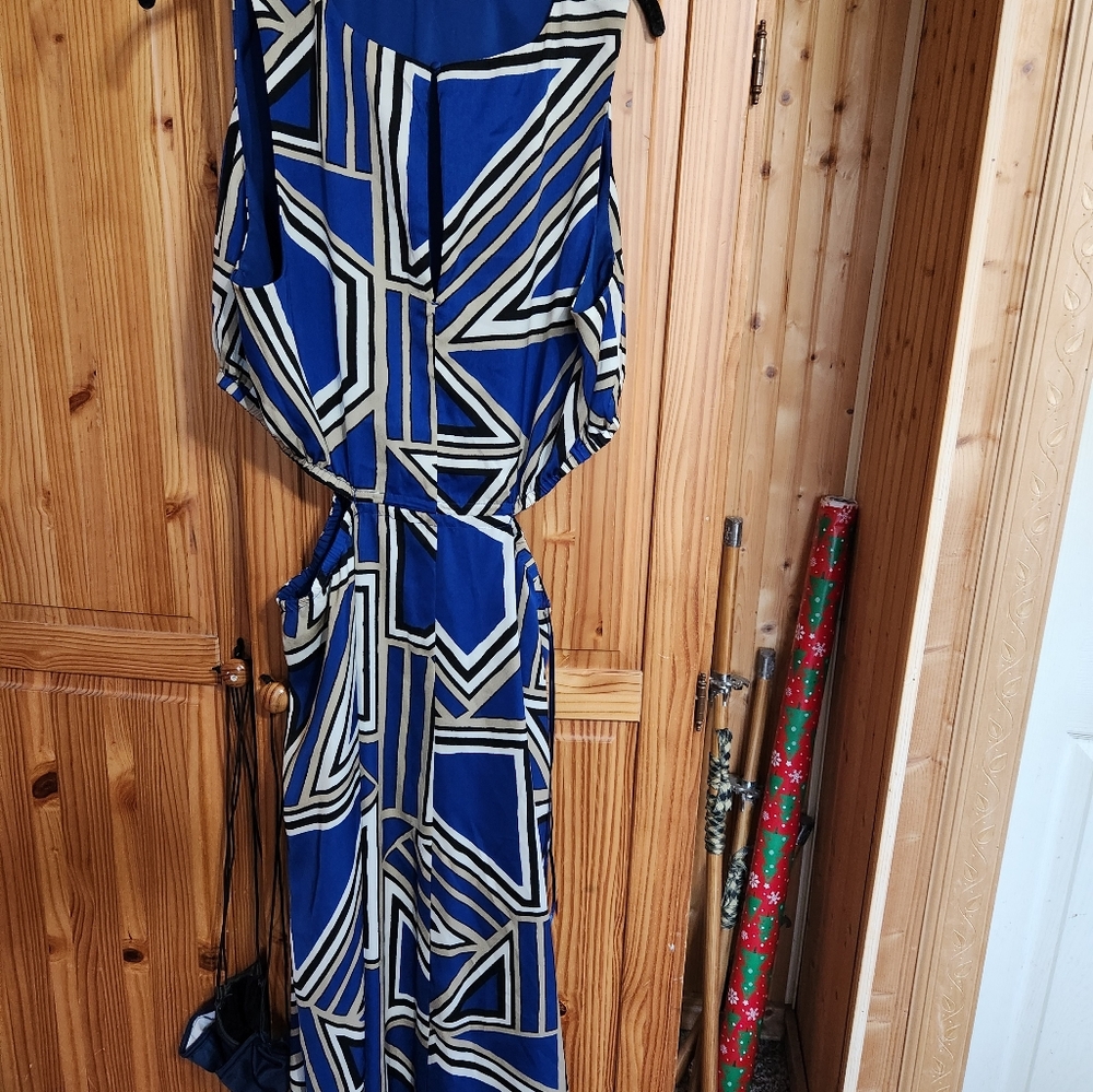 Nwt Womens Banana Republic Blue and White Geometric Dress - Picture 6 of 12